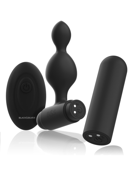 BLACKandSILVER - TUCKER MAŽAS SILIKONINIS ANALINIS KAIŠTIS SU NUOTOLINIO VALDYMO VALDYMU