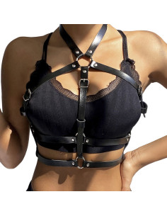 SUBBLIME - LEATHER RING CHEST HARNESS BLACK ONE SIZE 2