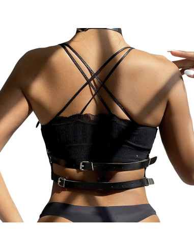 SUBBLIME - LEATHER RING CHEST HARNESS BLACK ONE SIZE