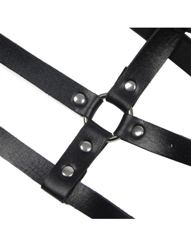 SUBBLIME - LEATHER RING CHEST HARNESS BLACK ONE SIZE