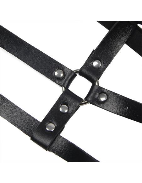 SUBBLIME - LEATHER RING CHEST HARNESS BLACK ONE SIZE