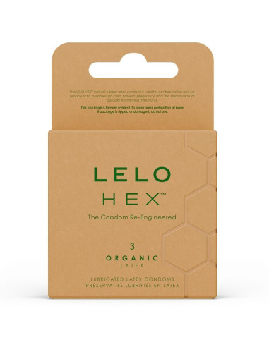 LELO - HEX ORGANIC PREZERVATYVŲ DĖŽUTĖ, 3 VIENETAI