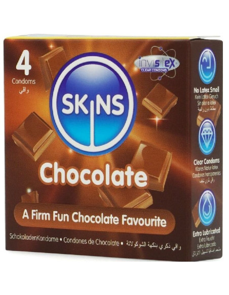 SKINS - ŠOKOLADINIAI PREMIUM PREZERVATYVAI, 4 PAKUOTĖS