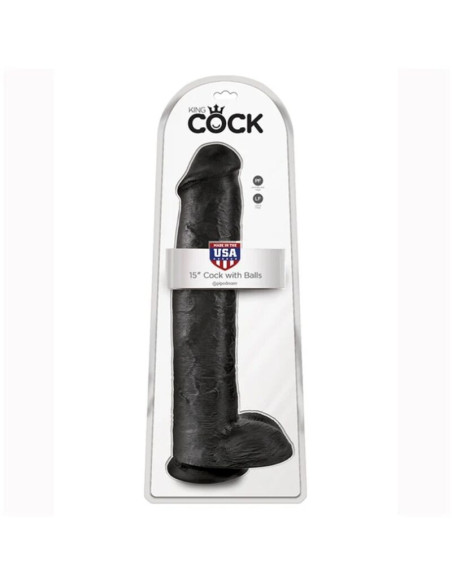 KING COCK - REALISTIC DILDO WITH TESTICLES 38 CM BLACK