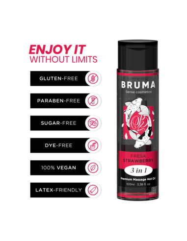 BRUMA - PREMIUM MASSAGE HOT OIL STRAWBERRY 3 IN 1 - 100 ML