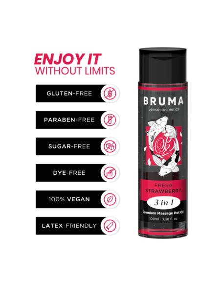 BRUMA - PREMIUM MASSAGE HOT OIL STRAWBERRY 3 IN 1 - 100 ML