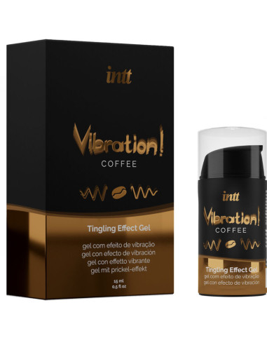 INTT - GALINGAS INTIMIŲ ERTMŲ STIMULIATORIUS, SKYSTAS VIBRATORIUS KAVOS GELIS, 15 ML