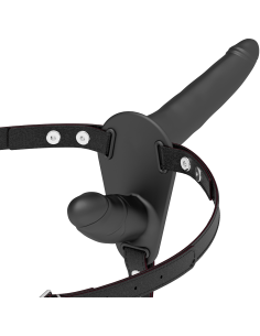 FETISH SUBMISSIVE HARNESS - juodi dvigubo įsiskverbimo