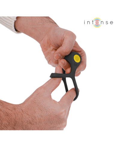 INTENSE - ALEX VIBRUOJAMAS DVIGUBAS PENIO ŽIEDAS, 10 VIBRAVIMŲ, JUODAS