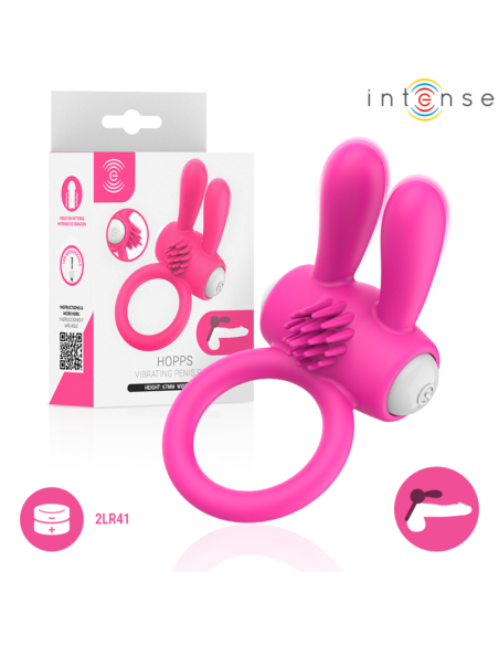 INTENSE - HOPPS VIBRATING PENIS RING WITH CLITORAL STIMULATION PINK