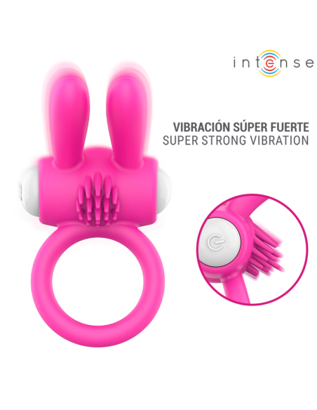 INTENSE - HOPPS VIBRATING PENIS RING WITH CLITORAL STIMULATION PINK