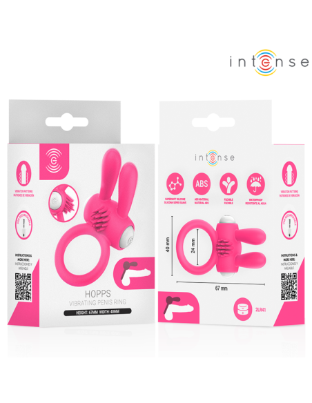 INTENSE - HOPPS VIBRATING PENIS RING WITH CLITORAL STIMULATION PINK