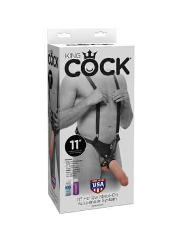 KING COCK - 28 CM HOLLOW STRAP-ON SUSPENDER SYSTEM FLESH