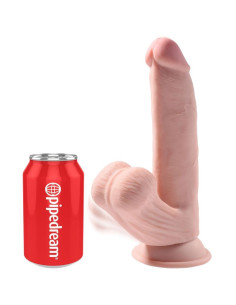KING COCK – plius 3D dildo supimo kamuoliukais, 24,5 cm, šviesios odos