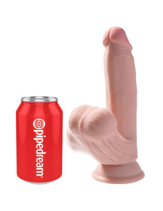 KING COCK – plius 3D dildo supimo kamuoliukais, 15,2 cm, šviesios odos