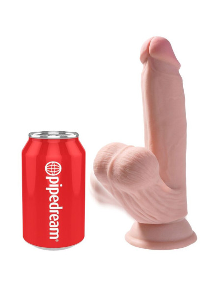KING COCK – plius 3D dildo supimo kamuoliukais, 15,2 cm, šviesios odos