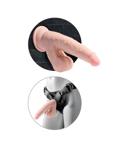 KING COCK – plius 3D dildo supimo kamuoliukais, 15,2 cm, šviesios odos