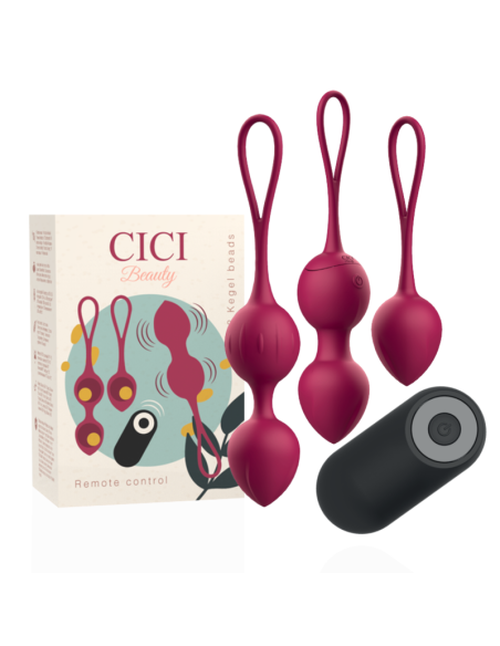 CICI BEAUTY - PREMIUM KLASĖS SILIKONINIAI 3 VIBRUOJANTYS KEGELIO KAROLIUKAI SU NUOLATINIO VALDYMO VALDYMU