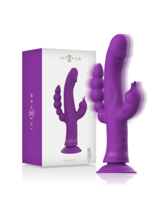 INTENSE - CASANOVA TRIUŠIO SILIKONINIS VIBRATORIUS SU TRIJU VARIKLIU, VIOLETINIS
