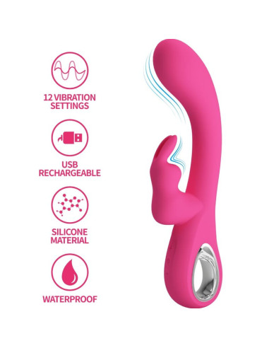 PRETTY LOVE - NOVAK RABBIT VIBRATOR 12 VIBRATIONS PINK