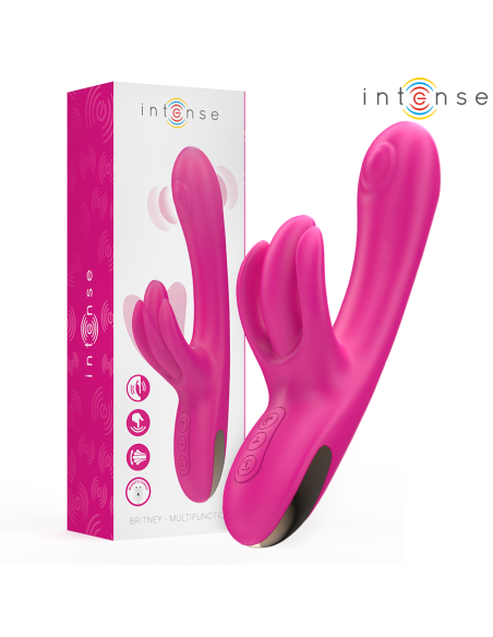 INTENSE - BRITNEY DAUGIAFUNKCINIS SU KLITORIAUS MASAŽUOKLIU 23 CM ROŽINIS