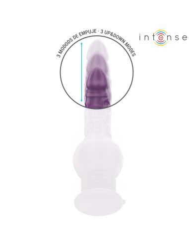 INTENSE - TATUM DAUGIAFUNKCINIS VIBRATORIUS AUKŠTYN IR ŽEMYN VIBRACIJOS STIPRIKLIS 24 CM VIOLETINIS