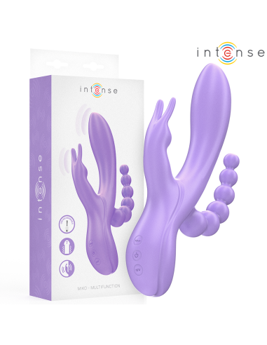 INTENSE - MIKO TRIPLE VIBRATOR RABBIT ir STIMULATOR ir ANAL 7 VIBRATIONS PURPLE