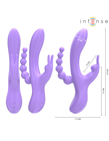 INTENSE - MIKO TRIPLE VIBRATOR RABBIT ir STIMULATOR ir ANAL 7 VIBRATIONS PURPLE