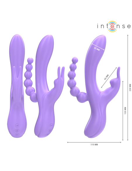 INTENSE - MIKO TRIPLE VIBRATOR RABBIT and STIMULATOR and ANAL 7 VIBRATIONS PURPLE