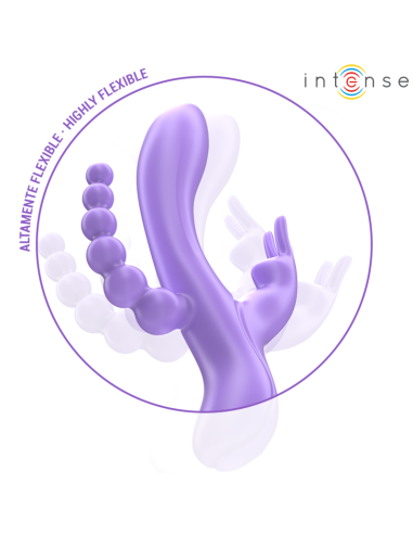 INTENSE - MIKO TRIPLE VIBRATOR RABBIT ir STIMULATOR ir ANAL 7 VIBRATIONS PURPLE