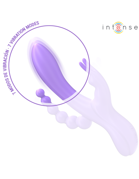 INTENSE - MIKO TRIPLE VIBRATOR RABBIT ir STIMULATOR ir ANAL 7 VIBRATIONS PURPLE