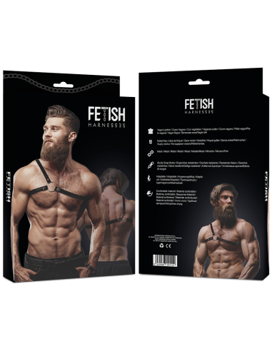 FETISH SUBMISSIVE - ATTITUDE MENS CROSSED SHOULDER ECO LEATHER HARNESS
