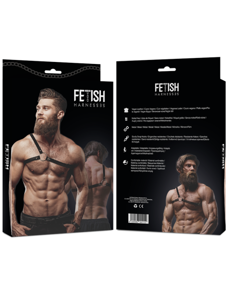FETISH SUBMISSIVE - ATTITUDE MENS CROSSED SHOULDER ECO LEATHER HARNESS