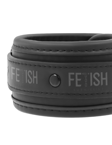 FETISH SUBMISSIVE - VEGAN LEATHER NECKLACE AND HANDCUFFS WITH NOPRENE LINING