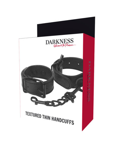 DARKNESS - WIDE THIN TEXTURED HANDCUFFS