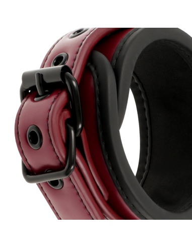FETISH SUBMISSIVE DARK ROOM - VEGAN LEATHER ANKLE HANDCUFFS WITH NEOPRENE LINING