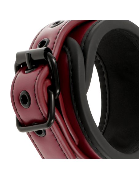 FETISH SUBMISSIVE DARK ROOM - VEGAN LEATHER ANKLE HANDCUFFS WITH NEOPRENE LINING