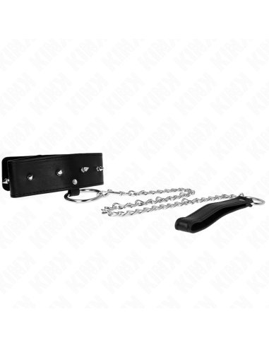 KINK - NECKLACE 65 CM WITH LEASH WITH SILVER STUDS MODEL 2 ADJUSTABLE 36-43 CM X 5 CM