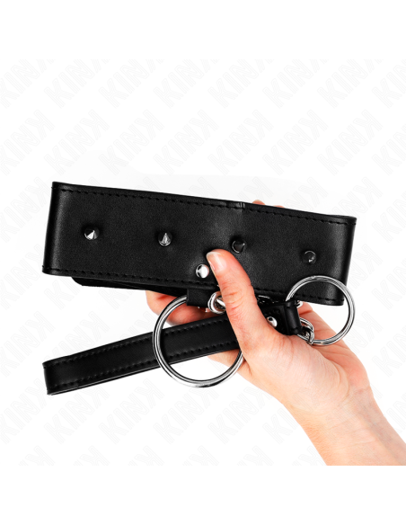KINK - NECKLACE 65 CM WITH LEASH WITH SILVER STUDS MODEL 2 ADJUSTABLE 36-43 CM X 5 CM