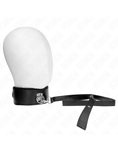 KINK - NECKLACE WITH LEASH 116 CM WITH SILVER STUDS MODEL 4 BLACK ADJUSTABLE 40-48 CM X 6 CM