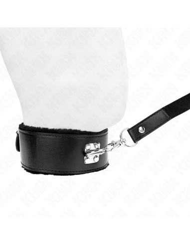 KINK - NECKLACE WITH LEASH 116 CM WITH SILVER STUDS MODEL 4 BLACK ADJUSTABLE 40-48 CM X 6 CM