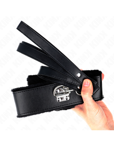 KINK - NECKLACE WITH LEASH 116 CM WITH SILVER STUDS MODEL 4 BLACK ADJUSTABLE 40-48 CM X 6 CM