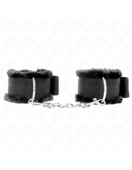 KINK - FURRY LINED WRIST RESTRAINTS BLACK ADJUSTABLE 17-31 CM X 7 CM