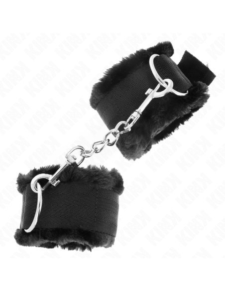 KINK - RIŠO ĮTVARAI SU PŪKUOTU PAMUŠALU, JUODOS, REGULIUOJAMOS, 17–31 CM X 7 CM