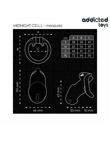 ADDICTED TOYS LOCKED - MINDNIGHT CELL PENIS CAGE SIZE L