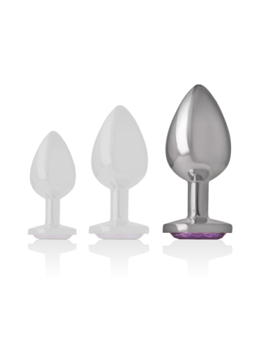 INTENSE - ALUMINUM METAL ANAL PLUG WITH VIOLET CRYSTAL SIZE L