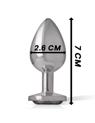 INTENSE - ALUMINUM METAL ANAL PLUG WITH BLACK CRYSTAL SIZE S