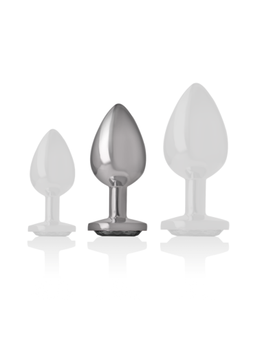 INTENSE - ALUMINUM METAL ANAL PLUG WITH BLACK GLASS SIZE M