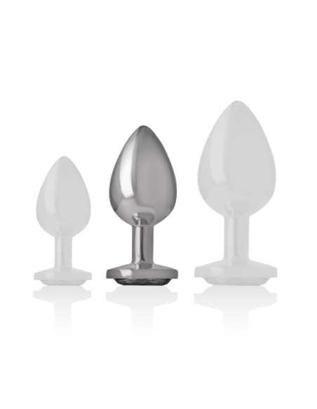INTENSE - ALUMINUM METAL ANAL PLUG WITH BLACK GLASS SIZE M
