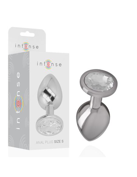 INTENSE - ALUMINUM METAL ANAL PLUG WITH SILVER CRYSTAL SIZE S